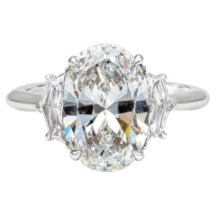 4.02 Carat Oval Diamond Ring Brilliant White 18K Gold Everyday Royalty Heirloom
