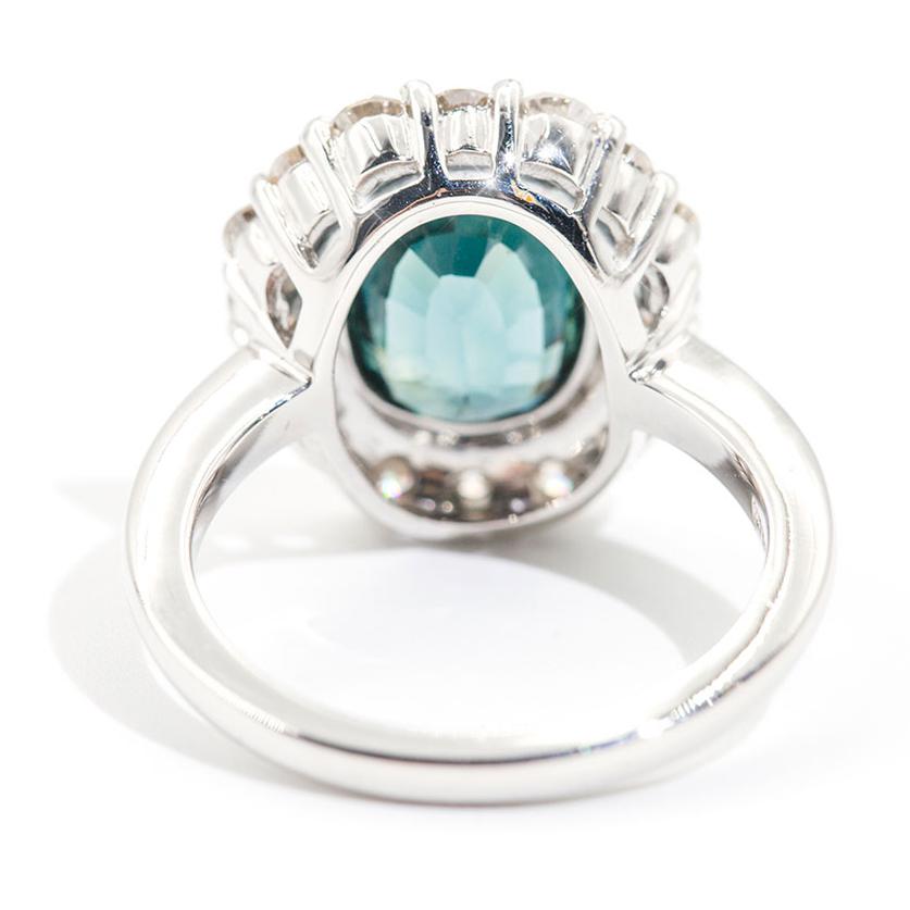 4.02 Carat Oval Unheated Colour Shift Sapphire and 1.18 Carat Diamond Halo Ring 1