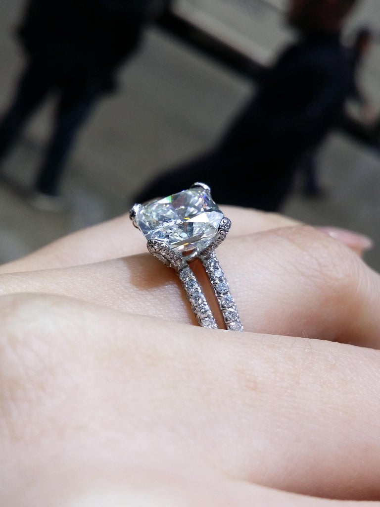 3.50 Carat Radiant Cut Diamond Ring in Platinum at 1stDibs