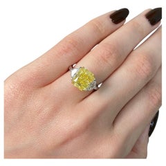 4.02 Carat Radiant Diamond Ring Fancy Yellow FL/IF 14K White Gold