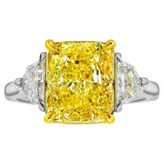 4.02 Carat Radiant Diamond Ring Fancy Yellow FL/IF 14K White Gold