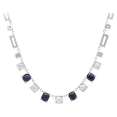 Collana in oro bianco 14k con zaffiro da 4,02 carati e diamante da 3,62 carati Circa 1920