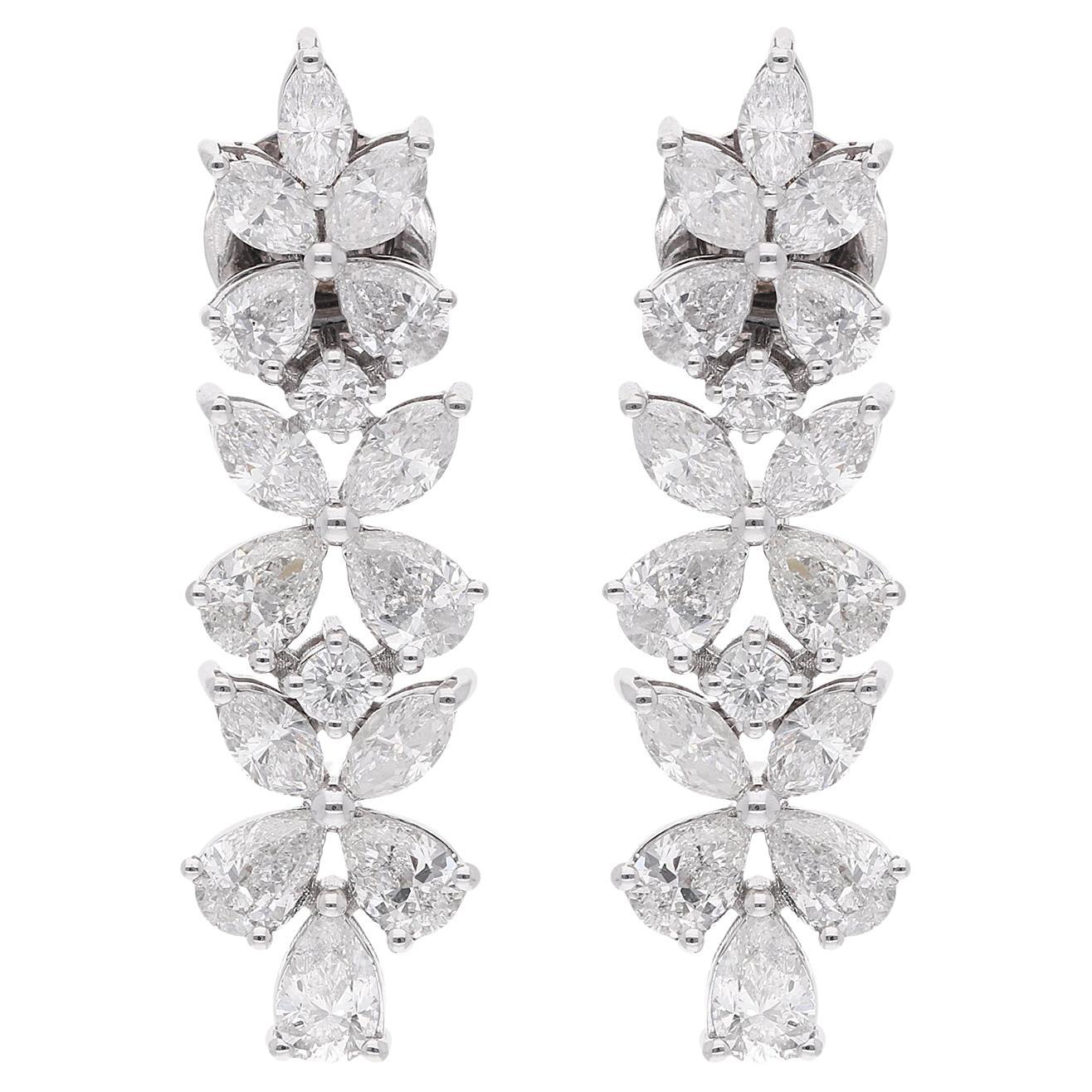 Marquise Cut 4.02 Carat SI Clarity HI Color Marquise Diamond Earrings 14 Karat White Gold For Sale
