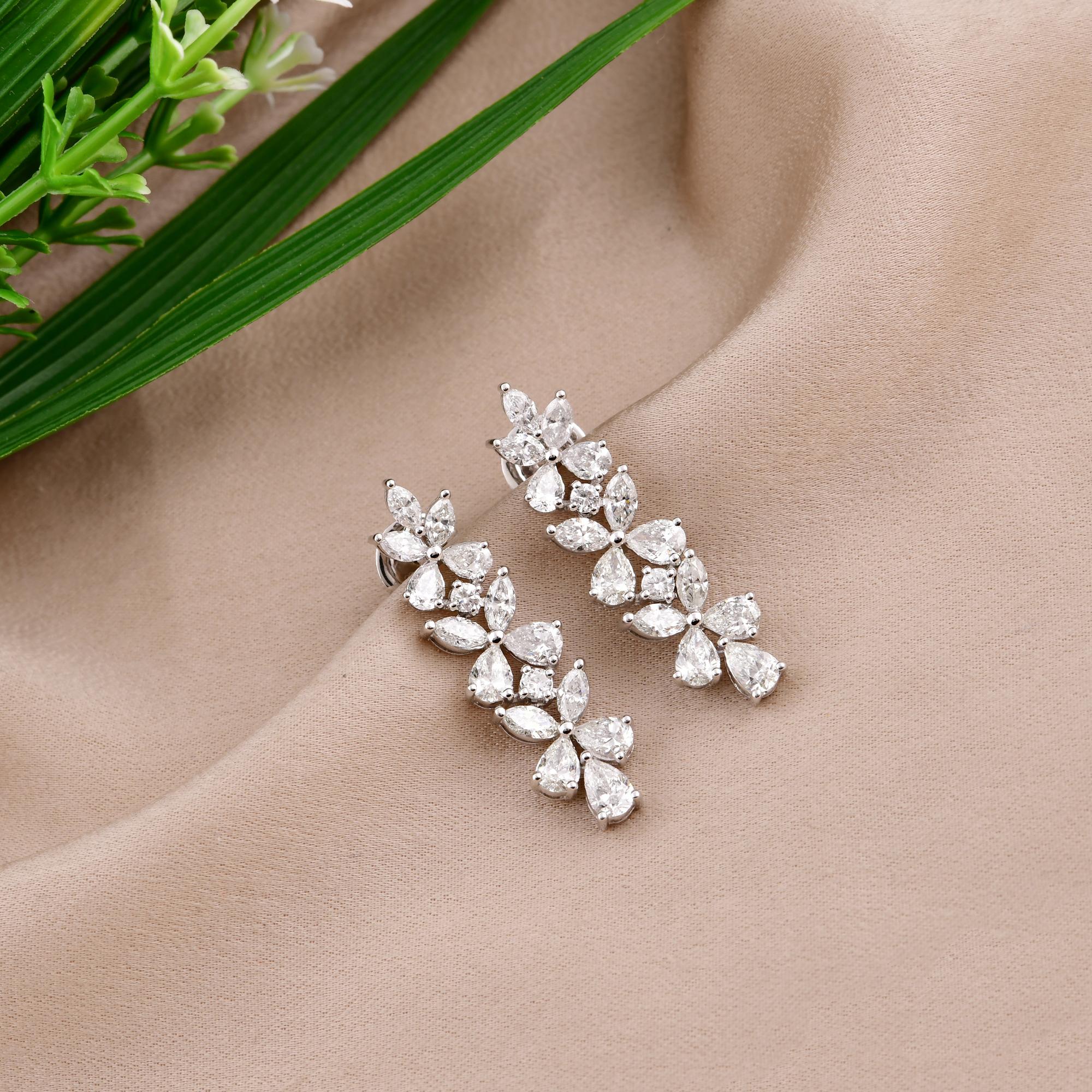 4.02 Carat SI Clarity HI Color Marquise Diamond Earrings 14 Karat White Gold In New Condition For Sale In Diera, Dubai