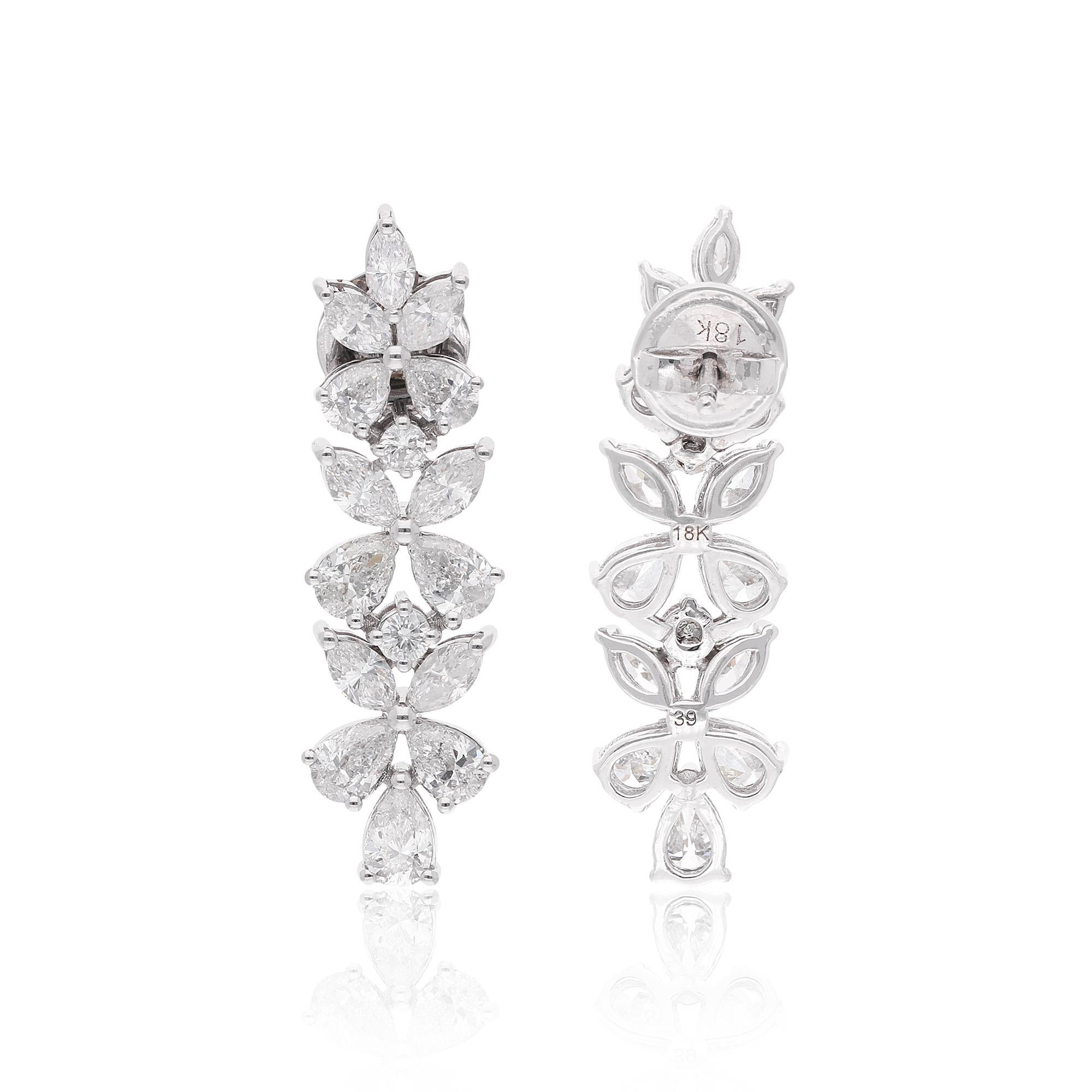 Marquise Cut 4.02 Carat SI Clarity HI Color Marquise Diamond Earrings 18 Karat White Gold For Sale