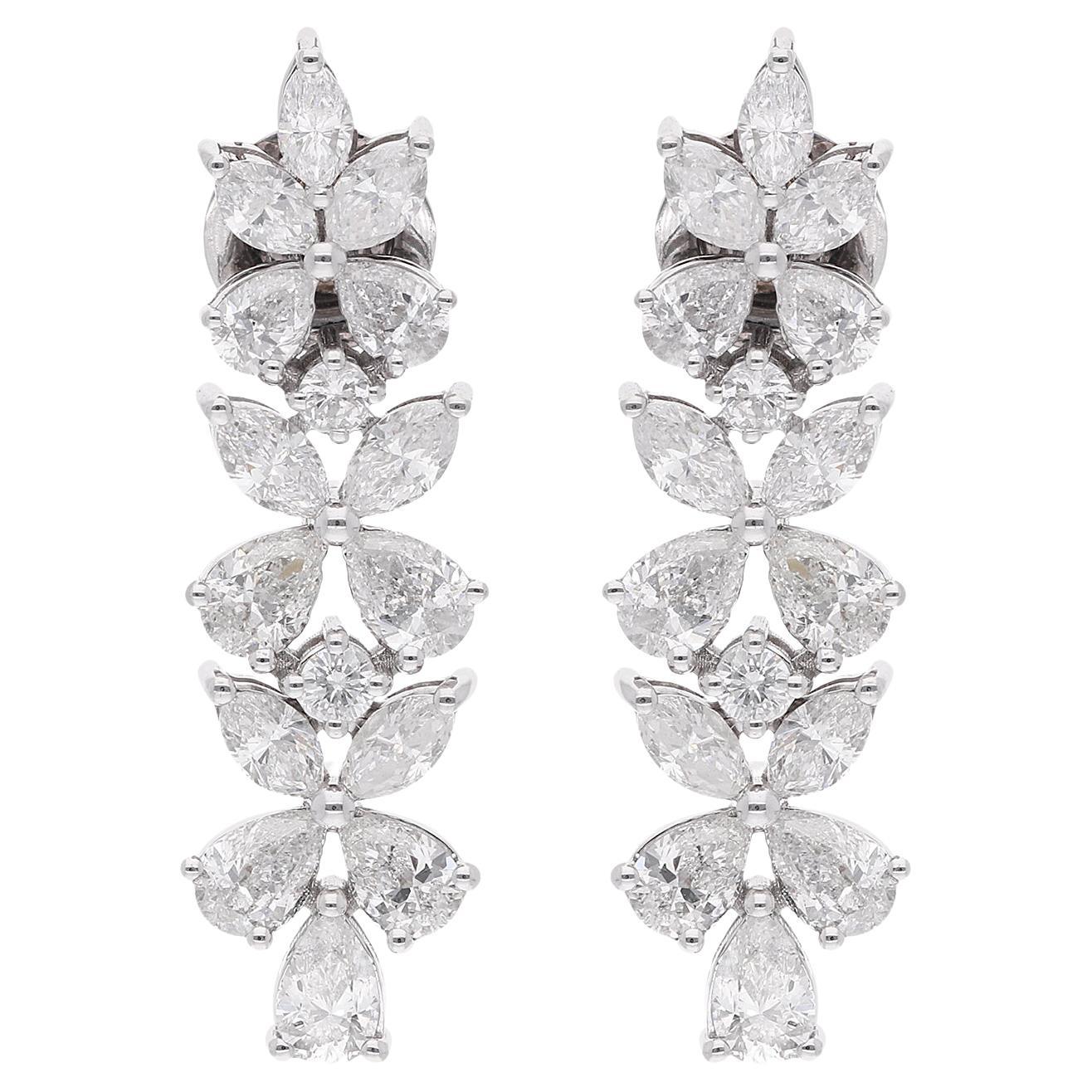 4.02 Carat SI Clarity HI Color Marquise Diamond Earrings 18 Karat White Gold For Sale