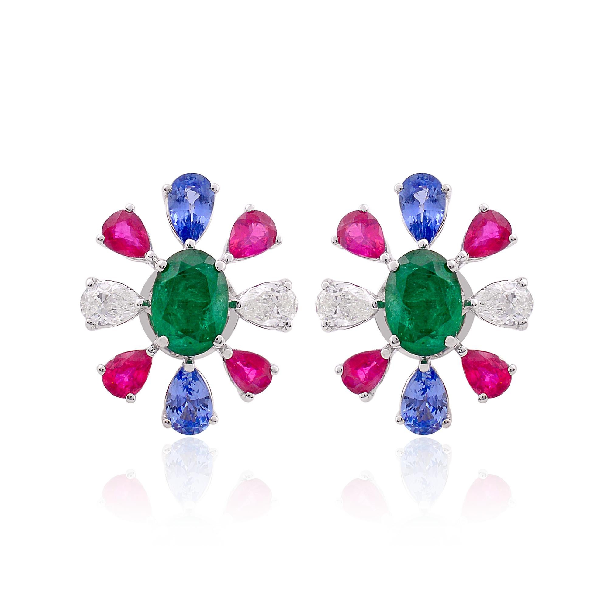 Item Code :- SEE-1469C
Gross Wt :- 4.86 gm
18k White Gold Wt :- 3.94 gm
Diamond Wt :- 0.56 Ct  ( AVERAGE DIAMOND CLARITY SI1-SI2 & COLOR H-I )
Gemstone Wt :- 4.02 Ct
Earrings Size :- 18x15 mm approx.
✦ Sizing
.....................
We can adjust most