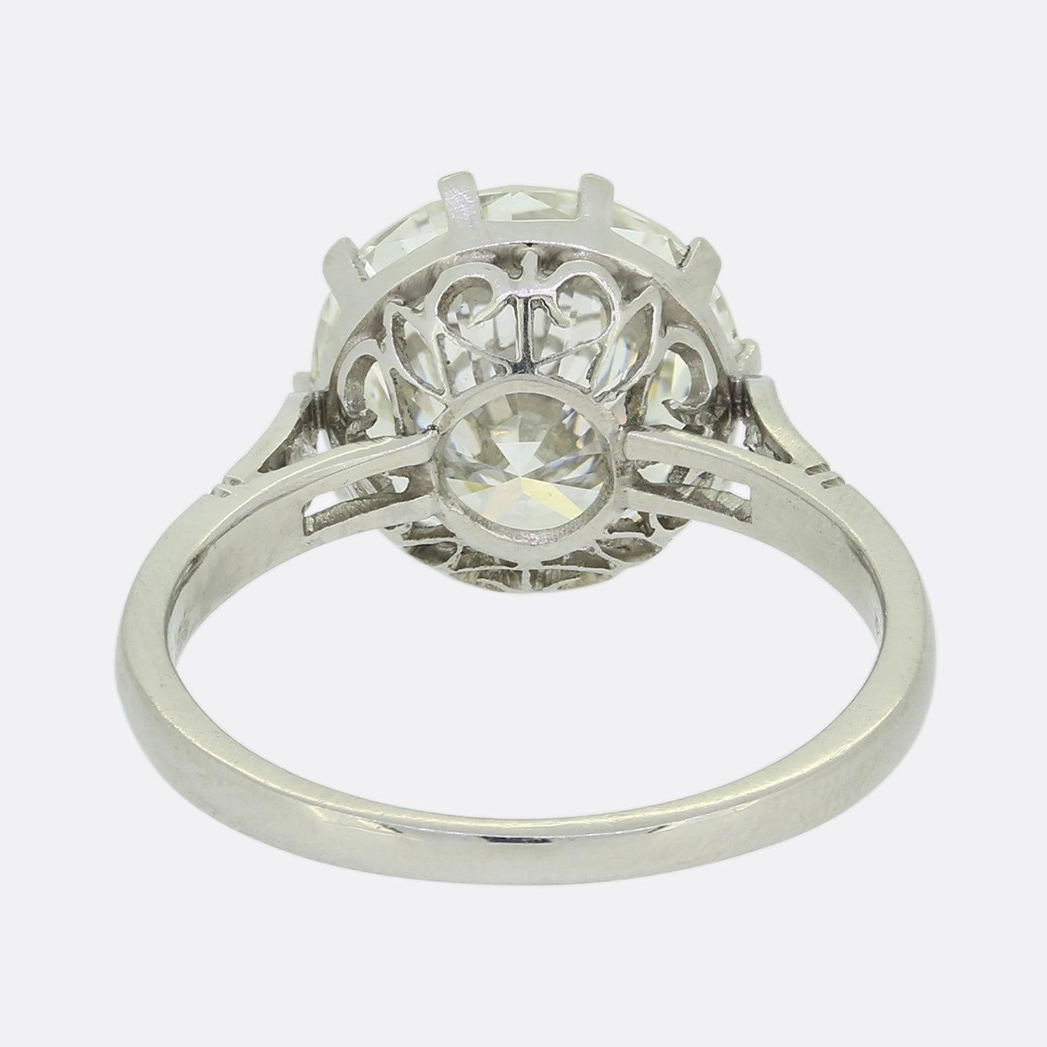 Verlobungsring mit 4.02 Karat Diamant im Übergangsschliff Solitär im Zustand „Gut“ im Angebot in London, GB