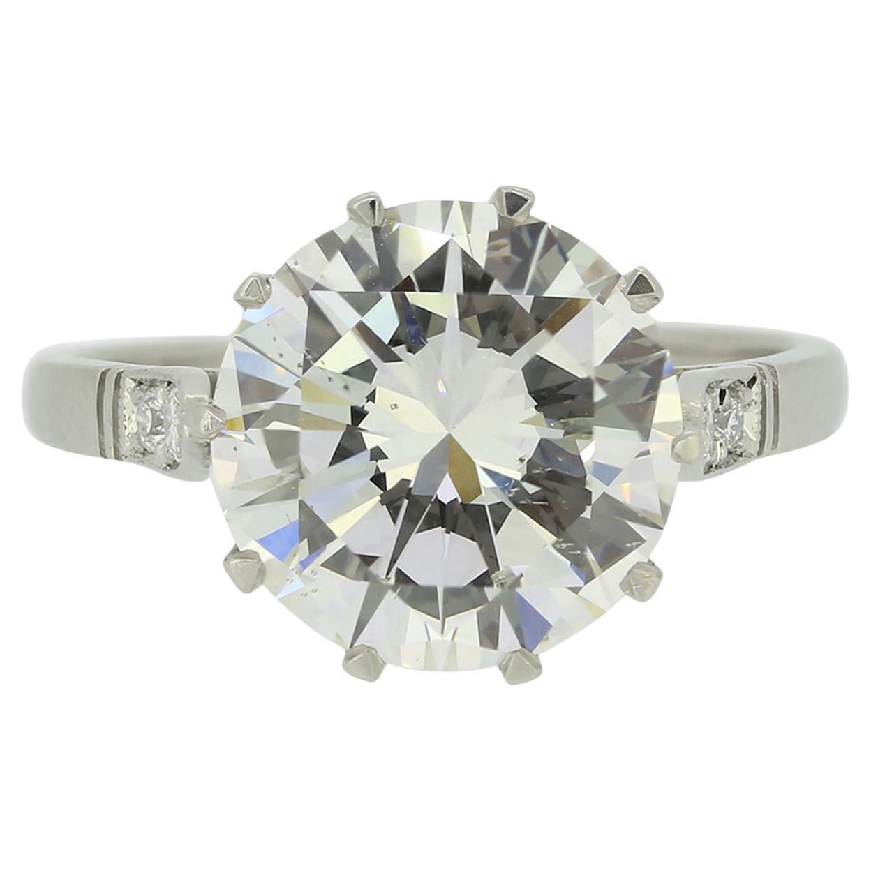 4.02 Carat Transitional Cut Diamond Solitaire Engagement Ring For Sale