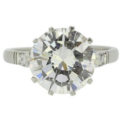 Used 4.02 Carat Transitional Cut Diamond Solitaire Engagement Ring