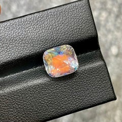 4.02 carats Fire Faceted Moonstone Cushion Cut Natural Madagascar's Gemstone