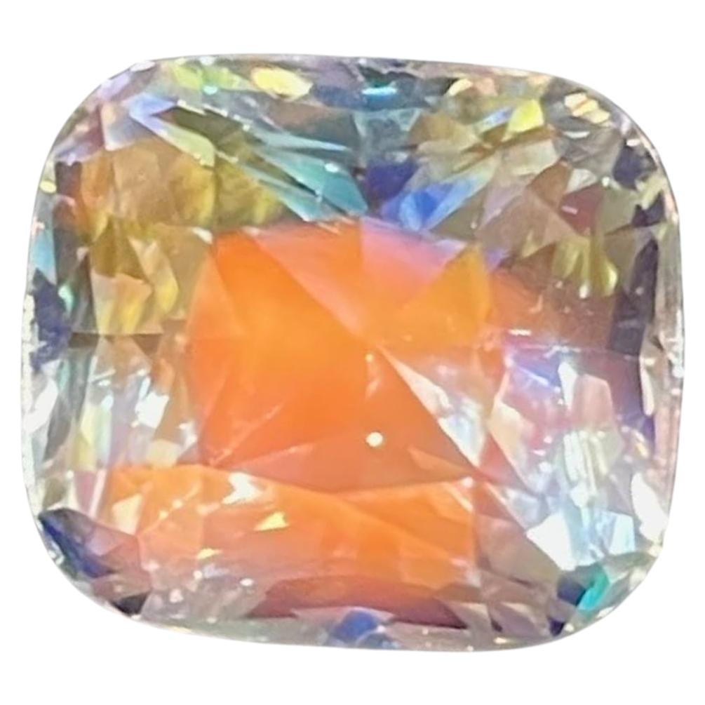 4.02 carats Fire Faceted Moonstone Cushion Cut Natural Madagascar's Gemstone