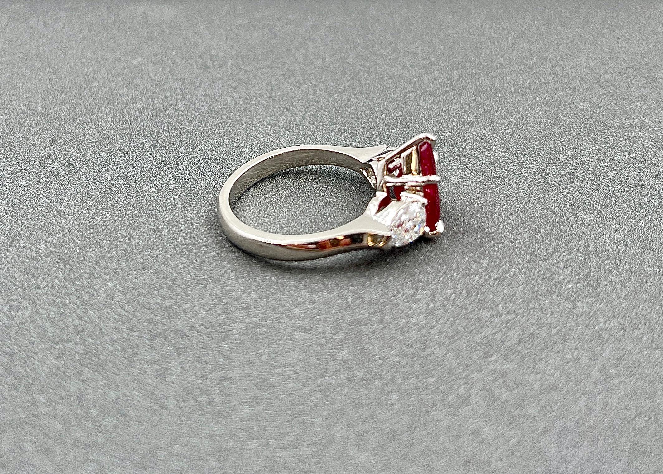 4,02 Karat GIA-zertifizierter natürlicher Rubin & GIA-zertifizierter Diamantring für Damen oder Herren im Angebot