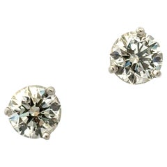 4.02 cttw Diamond Stud Platinum Three Prong Martini Mounting Earrings GIA Cert