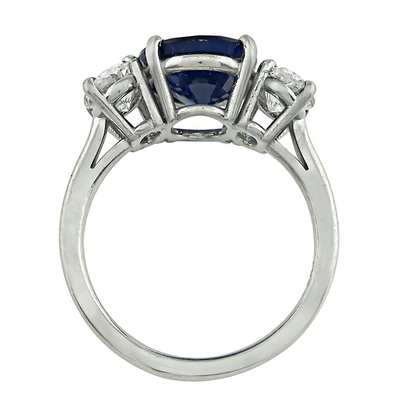 Verlobungsring mit 4,02 Karat Ceylon Saphir und 1,30 Karat Diamant im Zustand „Gut“ in New York, NY