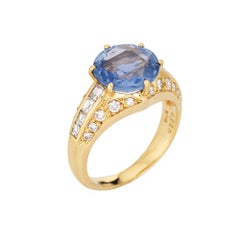 4.02ct Natural Ceylon Sapphire Diamond Ring Vintage 18k Gemstone Engagement 6