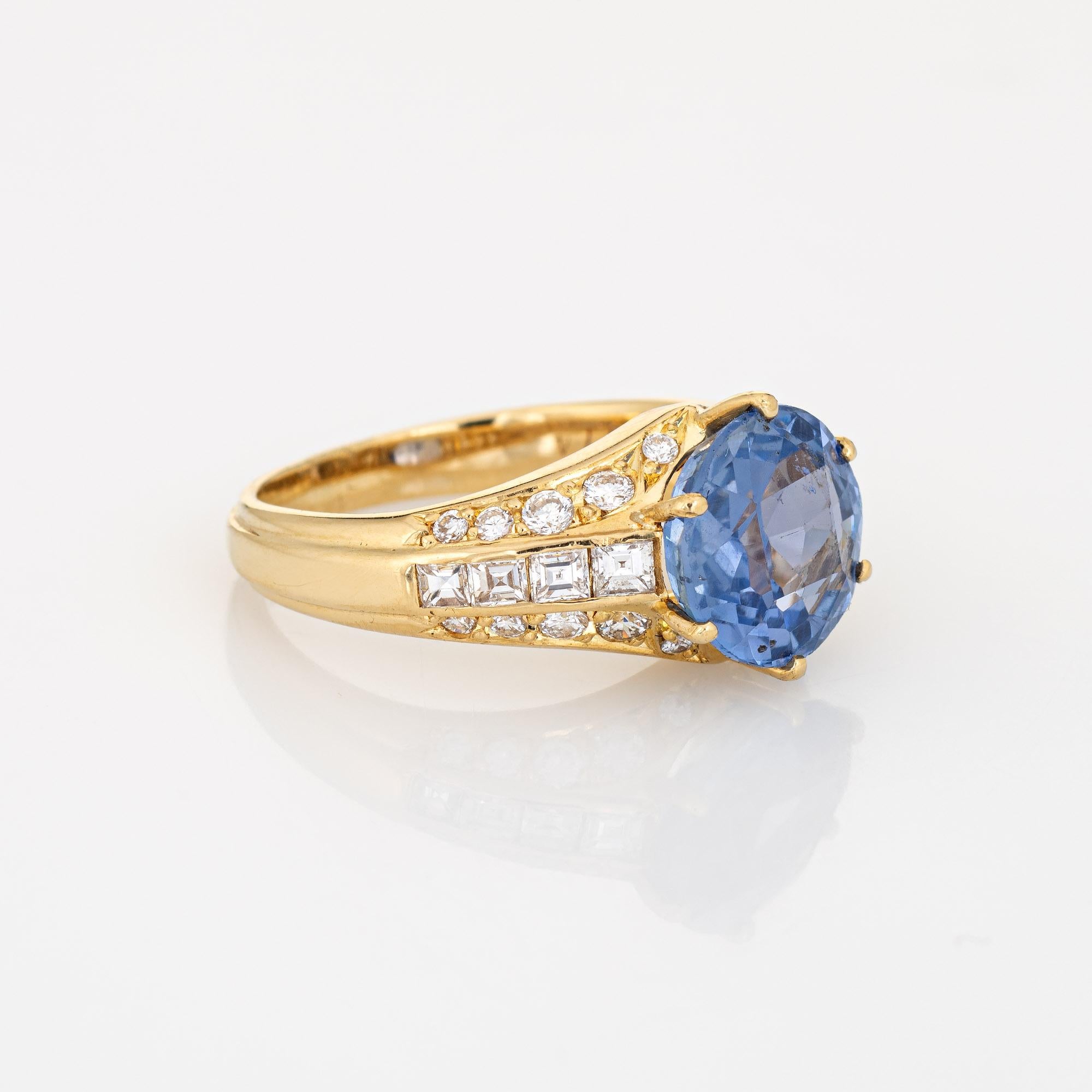 Modern 4.02ct Natural Ceylon Sapphire Diamond Ring Vintage 18k Gemstone Engagement 6