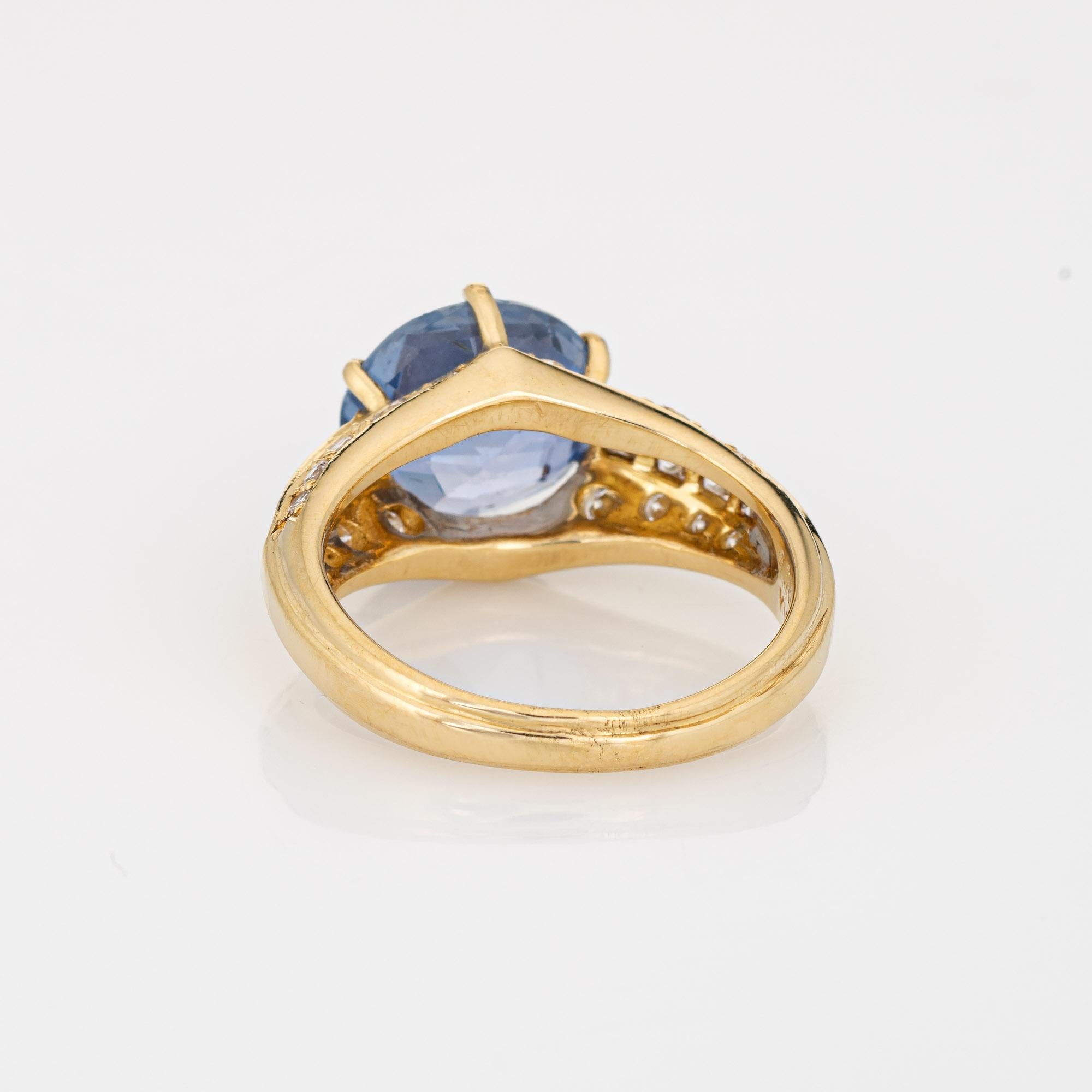 4.02ct Natural Ceylon Sapphire Diamond Ring Vintage 18k Gemstone Engagement 6 In Good Condition In Torrance, CA