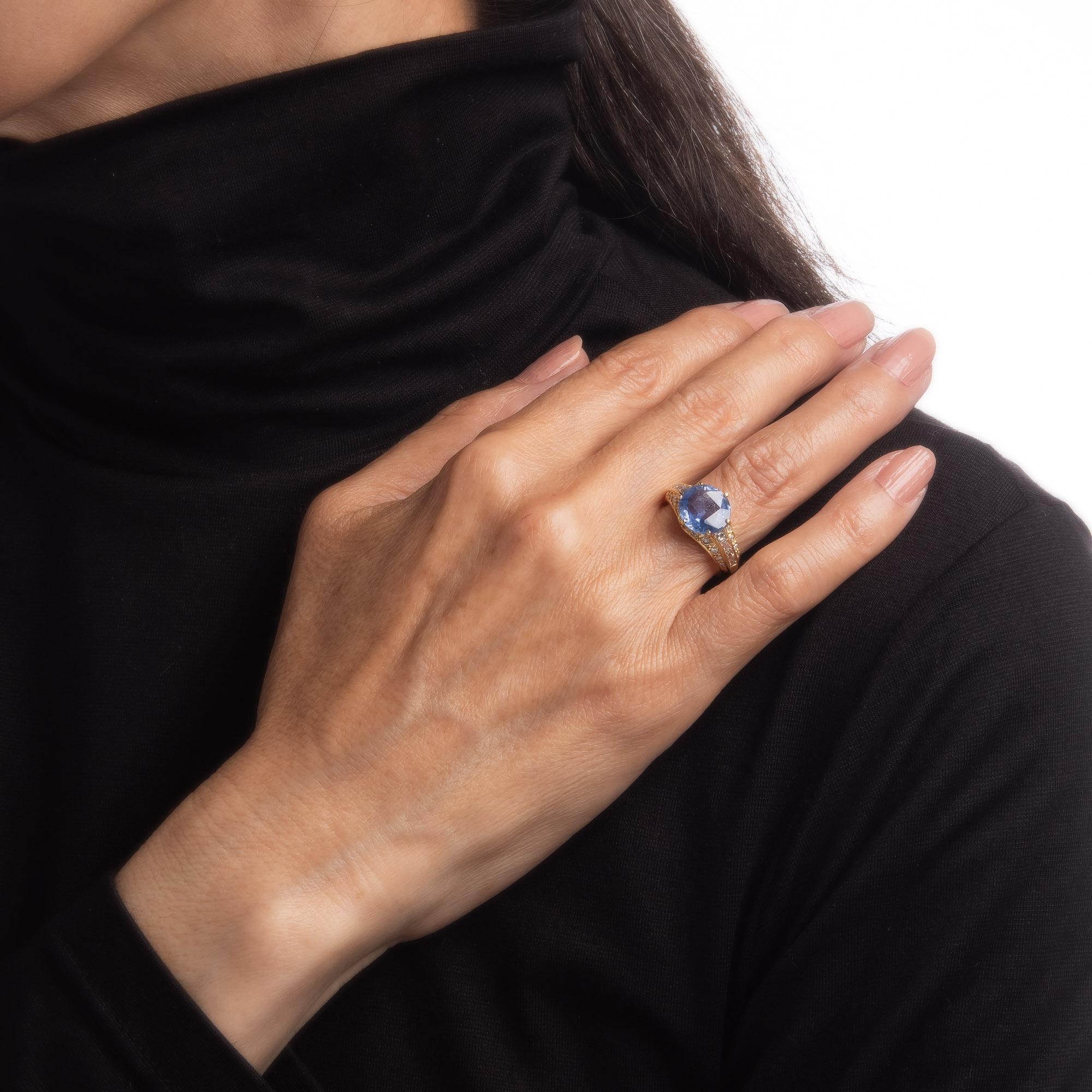 Women's 4.02ct Natural Ceylon Sapphire Diamond Ring Vintage 18k Gemstone Engagement 6