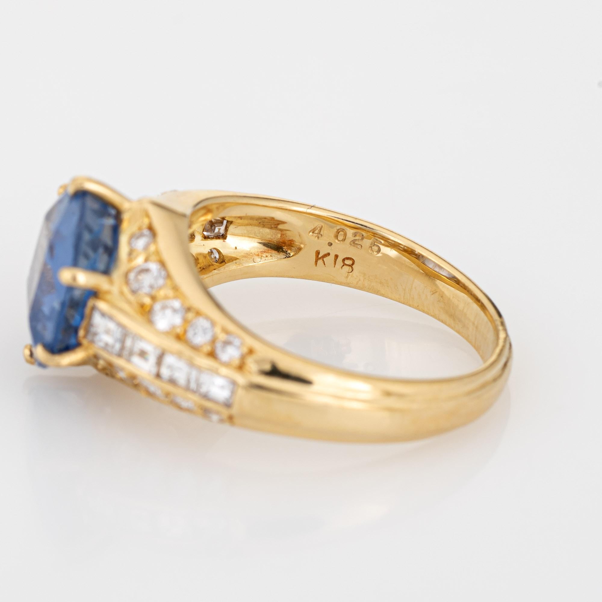 4.02ct Natural Ceylon Sapphire Diamond Ring Vintage 18k Gemstone Engagement 6 1