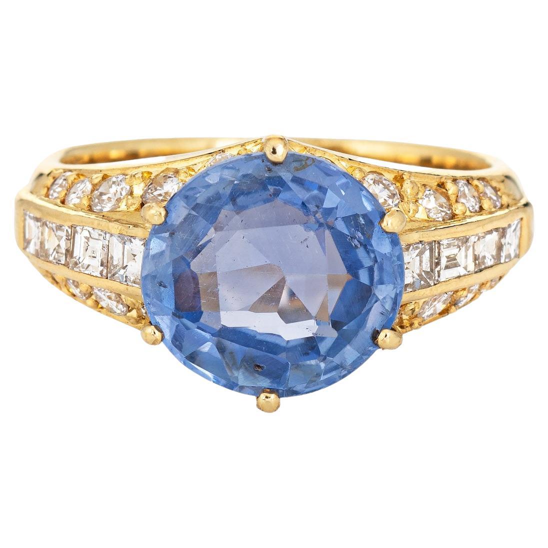 4.02ct Natural Ceylon Sapphire Diamond Ring Vintage 18k Gemstone Engagement 6