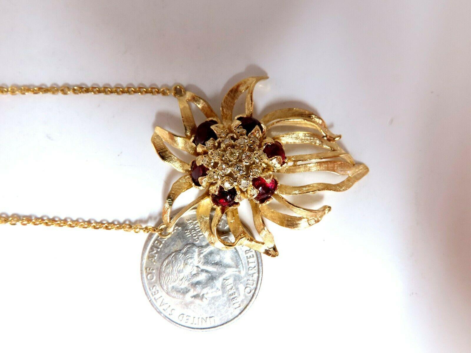 4.02 Carat Natural Red Spinel Yellow Diamonds Still Life 3D Orchid Necklace 14kt In New Condition For Sale In New York, NY
