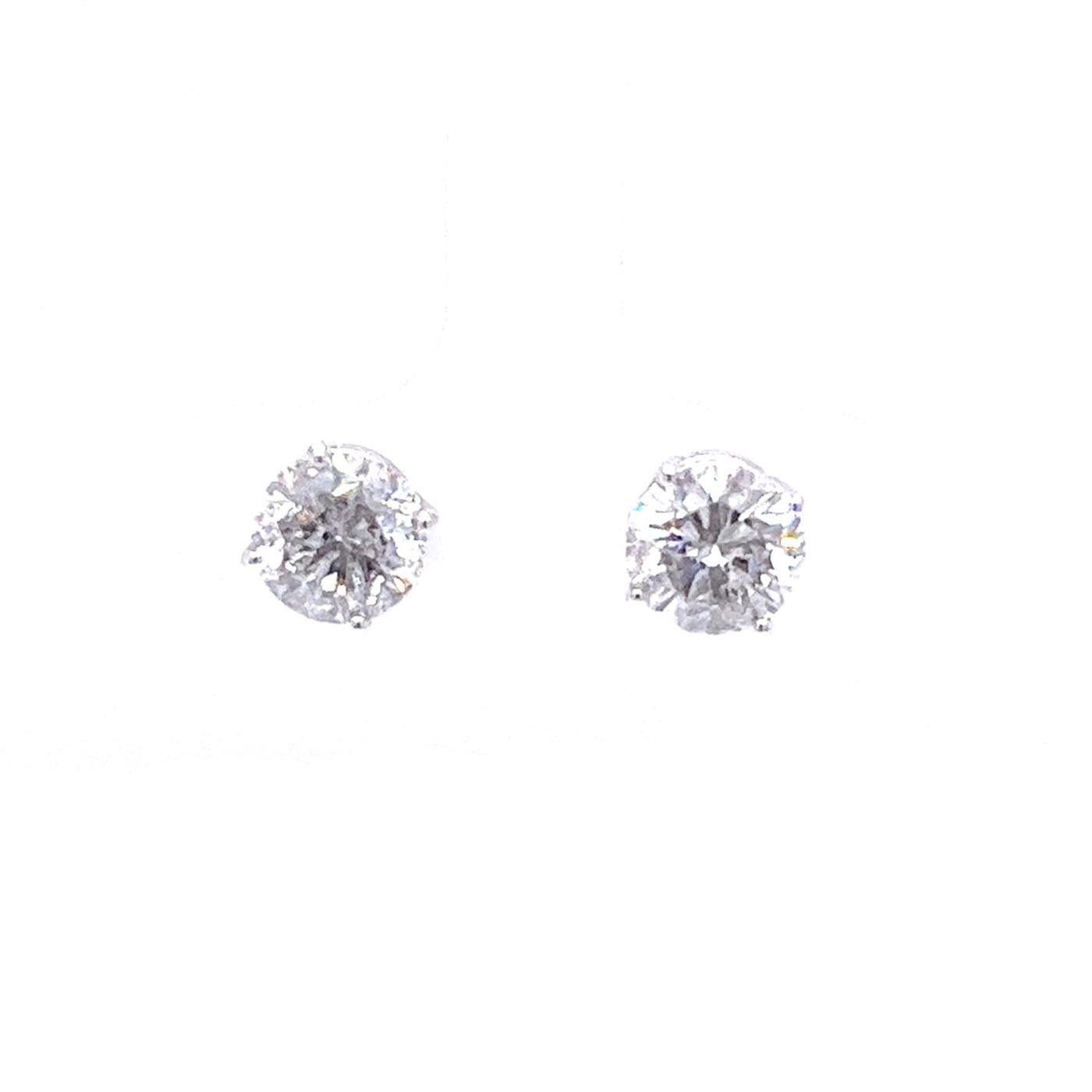 Round Cut 4.02ct Natural Round Diamonds Stud Earring 14K White Gold 4 Prong Basket Setting For Sale