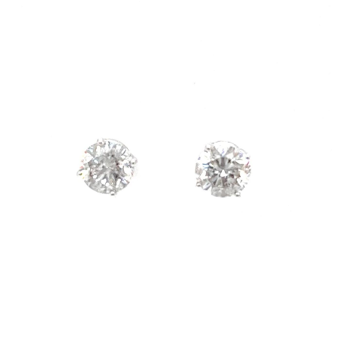 4.02ct Natural Round Diamonds Stud Earring 14K White Gold 4 Prong Basket Setting In Good Condition For Sale In Aventura, FL