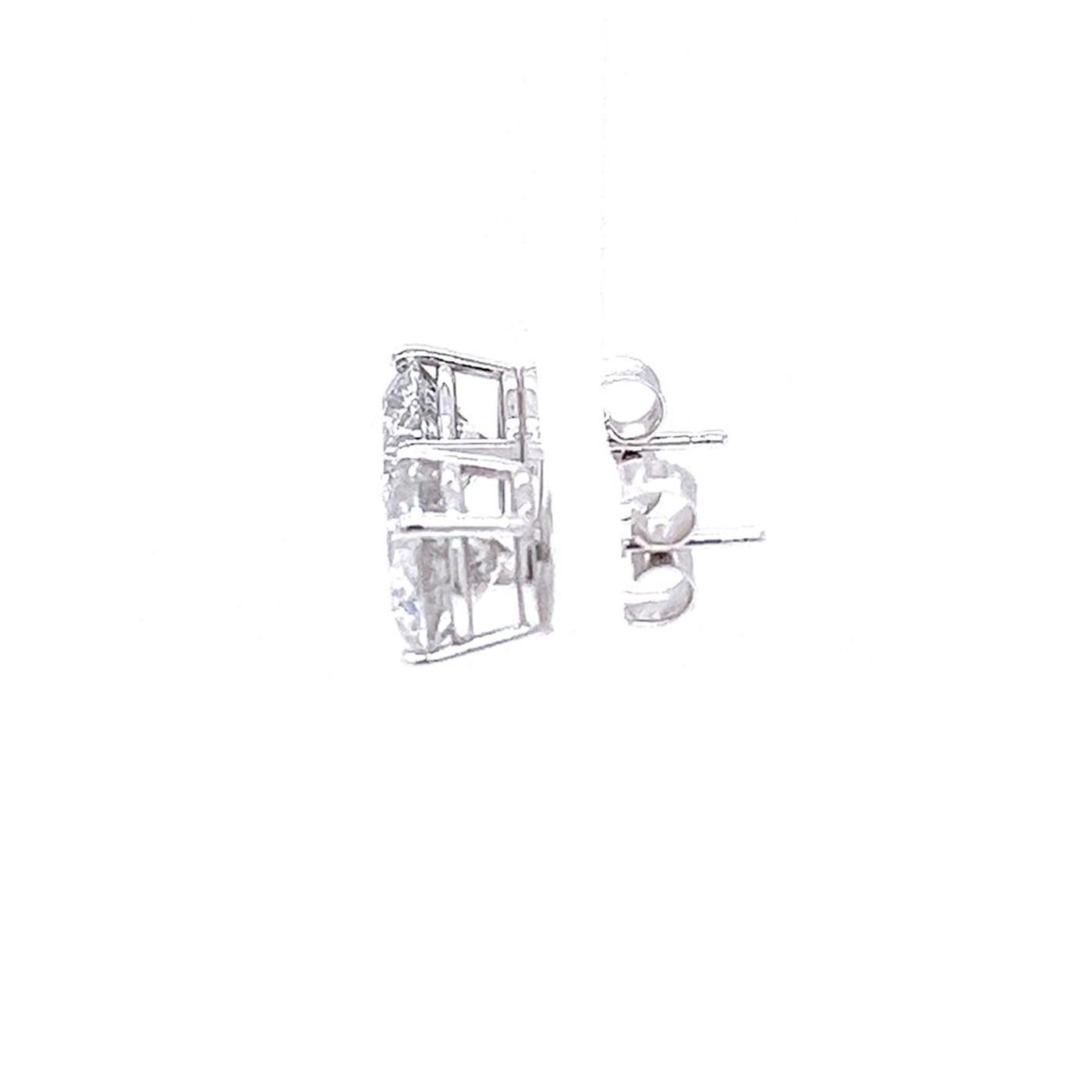 4.02ct Natural Round Diamonds Stud Earring 14K White Gold 4 Prong Basket Setting For Sale 1