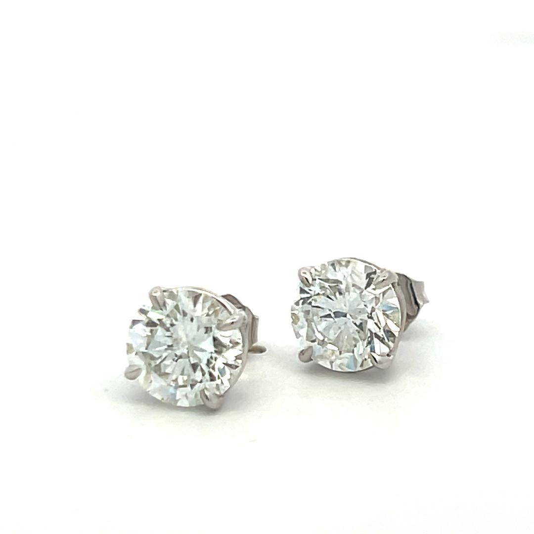 Orecchini con diamante tondo brillante 4,02ct I-I2/I1 in oro bianco 14K con GIA in vendita 6