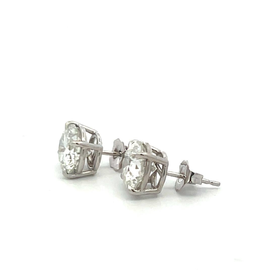 Orecchini con diamante tondo brillante 4,02ct I-I2/I1 in oro bianco 14K con GIA in vendita 4