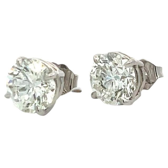 Orecchini con diamante tondo brillante 4,02ct I-I2/I1 in oro bianco 14K con GIA