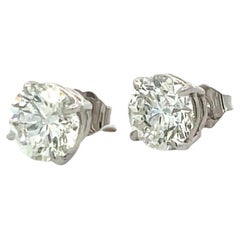 Orecchini con diamante tondo brillante 4,02ct I-I2/I1 in oro bianco 14K con GIA