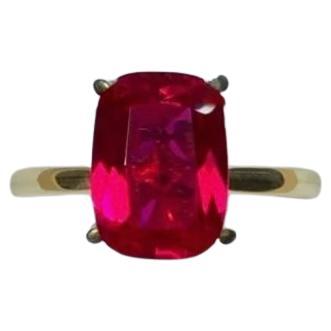 4.02ct Ruby Lab Grown Solitaire Engagement Ring 18ct Yellow Gold For Sale