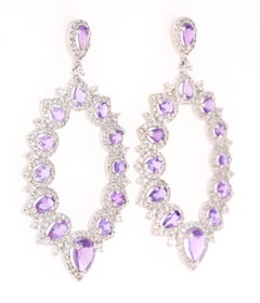 Contemporary 4.03ct Amethyst & White Topaz Dangle Earrings in Silver