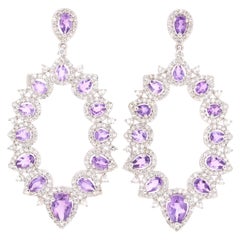 Boucles d'oreilles en argent de 4,03 carats d'améthyste et de topaze blanche