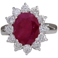 Natural Ruby Diamond Ring In 14 Karat White Gold
