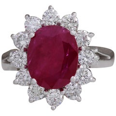 Natural Ruby Diamond Ring In 14 Karat White Gold 