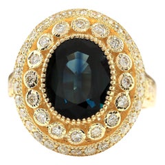 Sapphire Diamond Ring In 14 Karat Yellow Gold