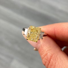 4.03 Carat Radiant Diamond Ring Fancy Yellow 14K White Gold