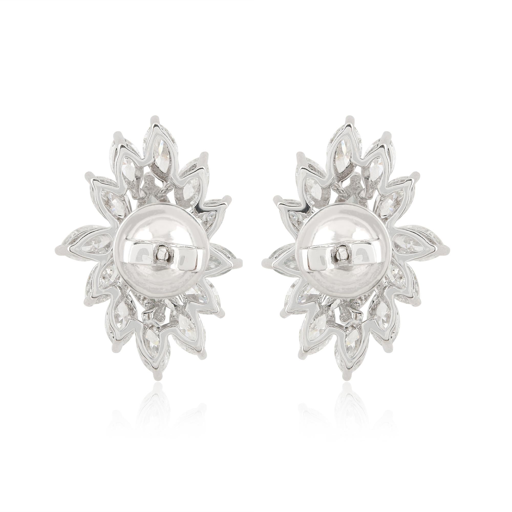 Women's 4.03 Carat SI Clarity HI Color Diamond Stud Earrings 14k White Gold Fine Jewelry For Sale