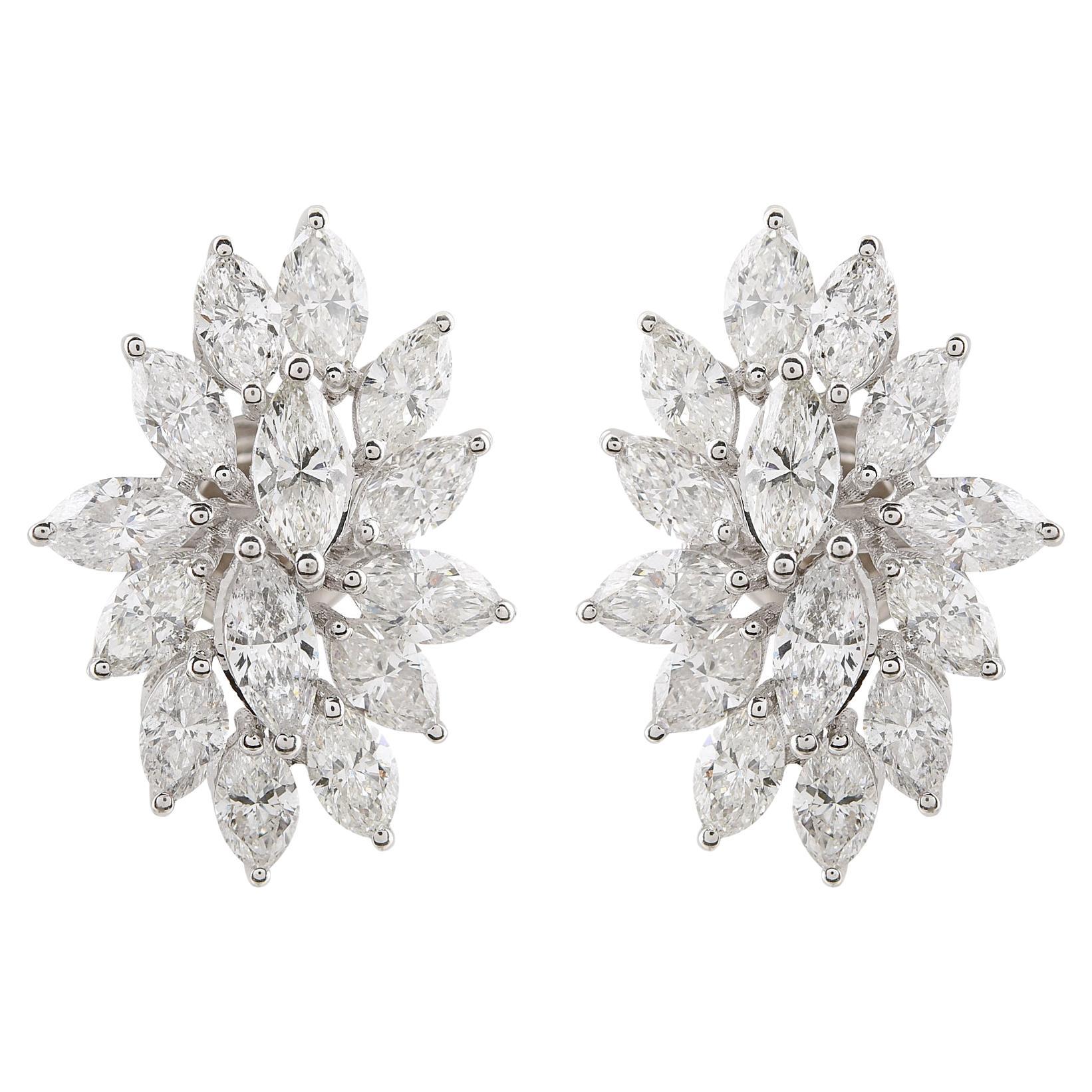 4.03 Carat SI Clarity HI Color Diamond Stud Earrings 14k White Gold Fine Jewelry For Sale