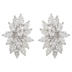 4.03 Carat SI Clarity HI Color Diamond Stud Earrings 14k White Gold Fine Jewelry