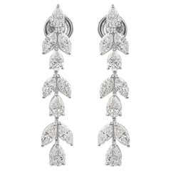 Orecchini a goccia con diamanti naturali da 4,03 carati SI/H Oro bianco 14 carati