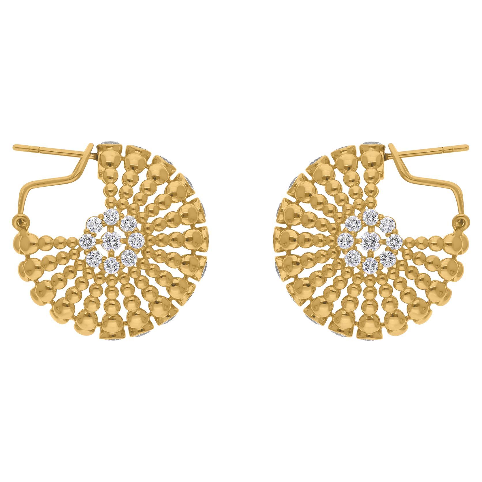 4.03 Carat SI/H Diamond Round Brilliant Cut Hoop Earrings 14 Karat Yellow Gold