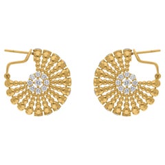 4.03 Carat SI/H Diamond Round Brilliant Cut Hoop Earrings 14 Karat Yellow Gold