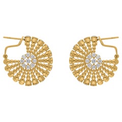 4.03 Carat SI/H Round Brilliant Cut Diamond Hoop Earrings 18 Karat Yellow Gold