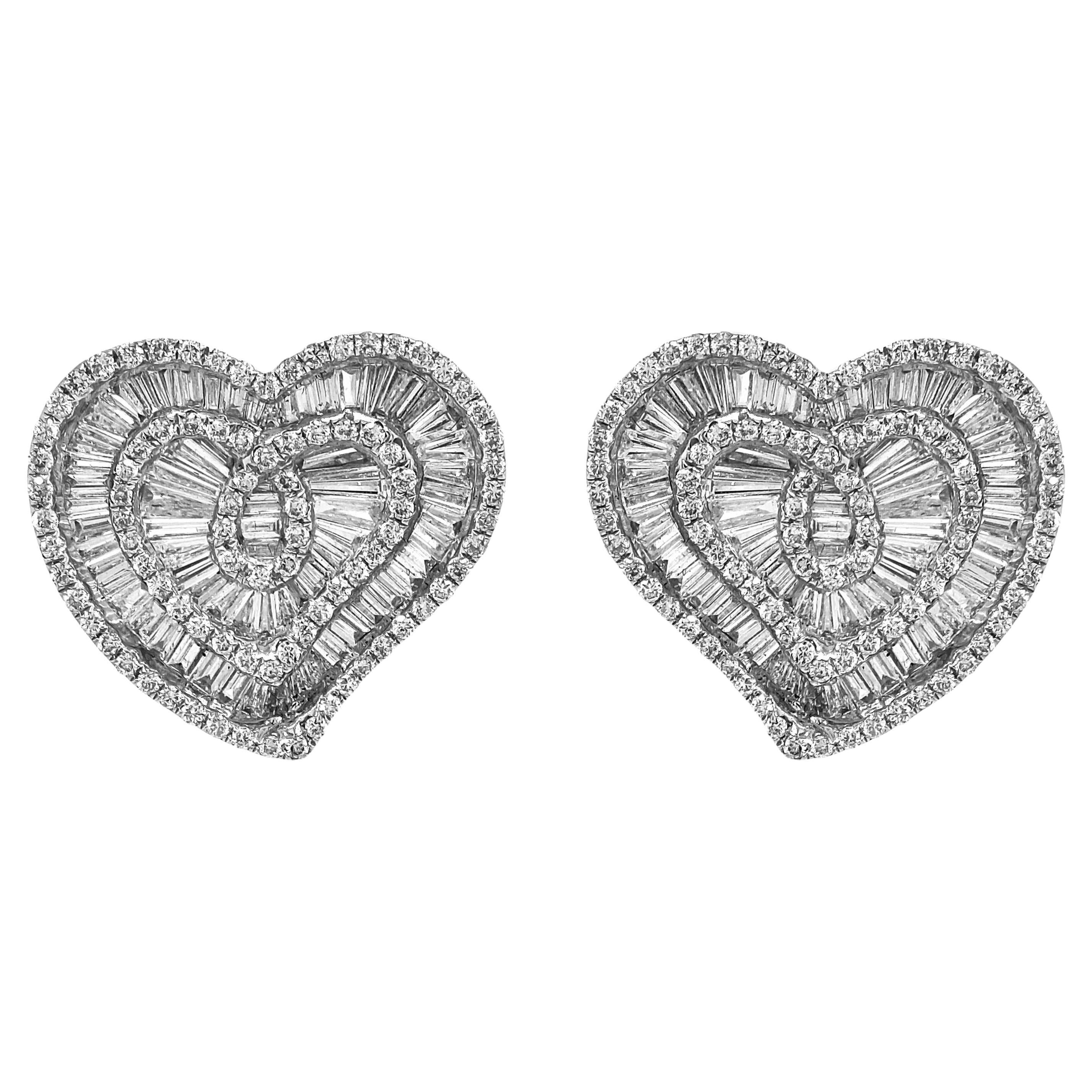4.03 Carat White Diamond White Gold Earrings
