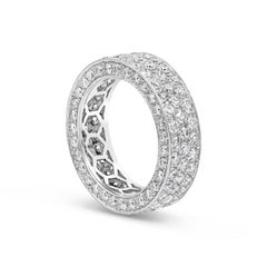 Roman Malakov 4.03 Carats Total Three Row Round Cut Diamond Wedding Band Ring