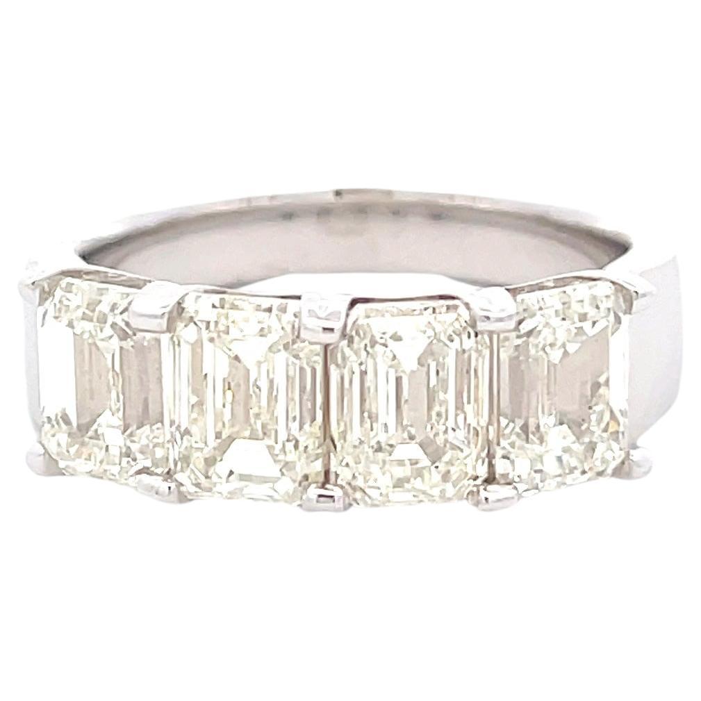4.03 CT WHITE DIAMOND EMERALD CUT 18K WHITE GOLD Ring For Sale